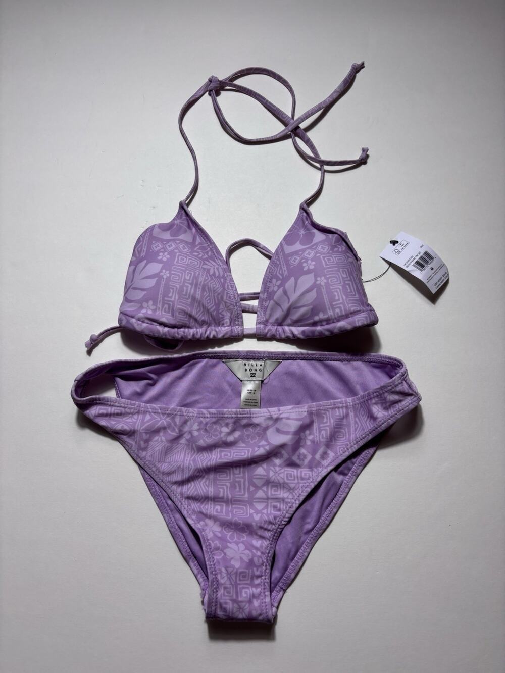 Billabong Women's Bikini Set 2-Piece NWT Size Medium Light Purple Floral Swim